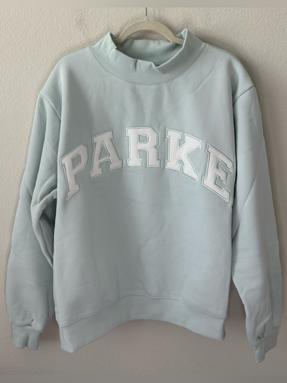 PARKE Bridal Varsity Mockneck Something Blue + White SZ L/XL New - Picture 2 of 5